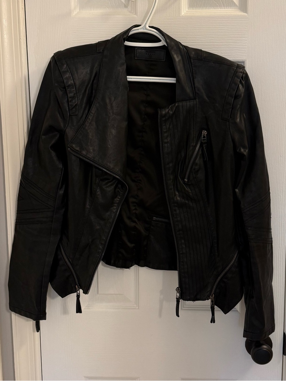 Blank NYC Black Leather Asymmetric Moto Jacket